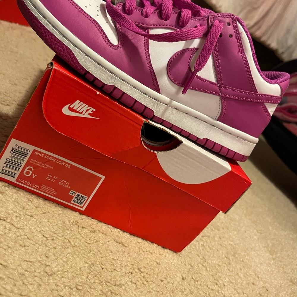 Nike Dunk Low Fuchsia and White Sneakers